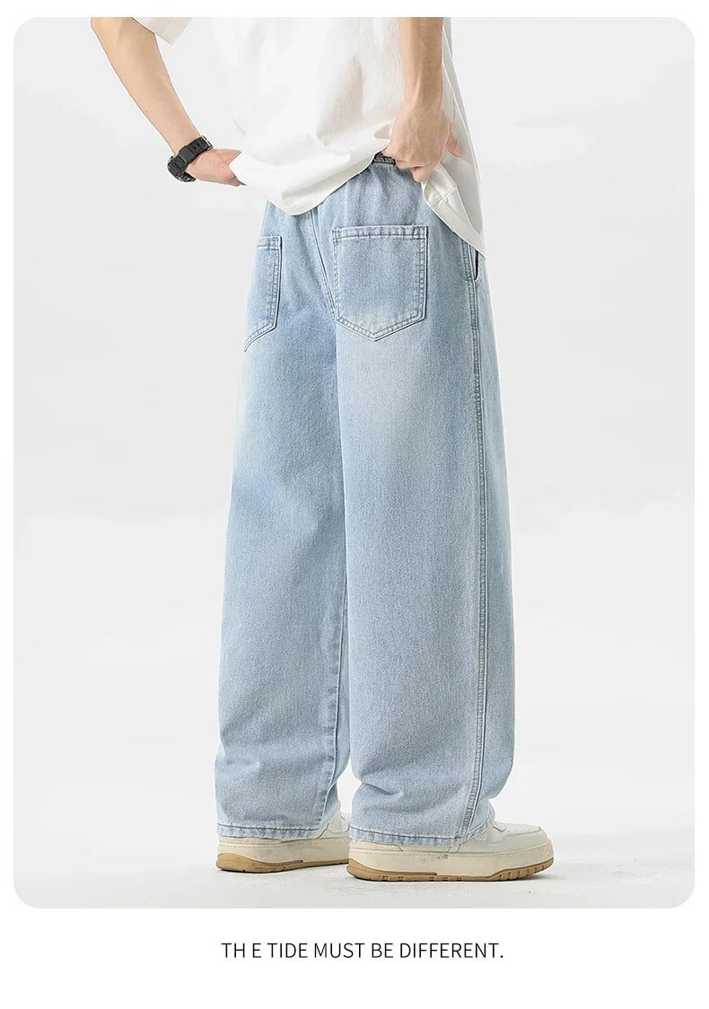 Men's Jeans American Loose Wide-leg Loose Straight Casual Trousers Street Hip-hop Baggy Jeans Black Grey Blue Streetwear Men