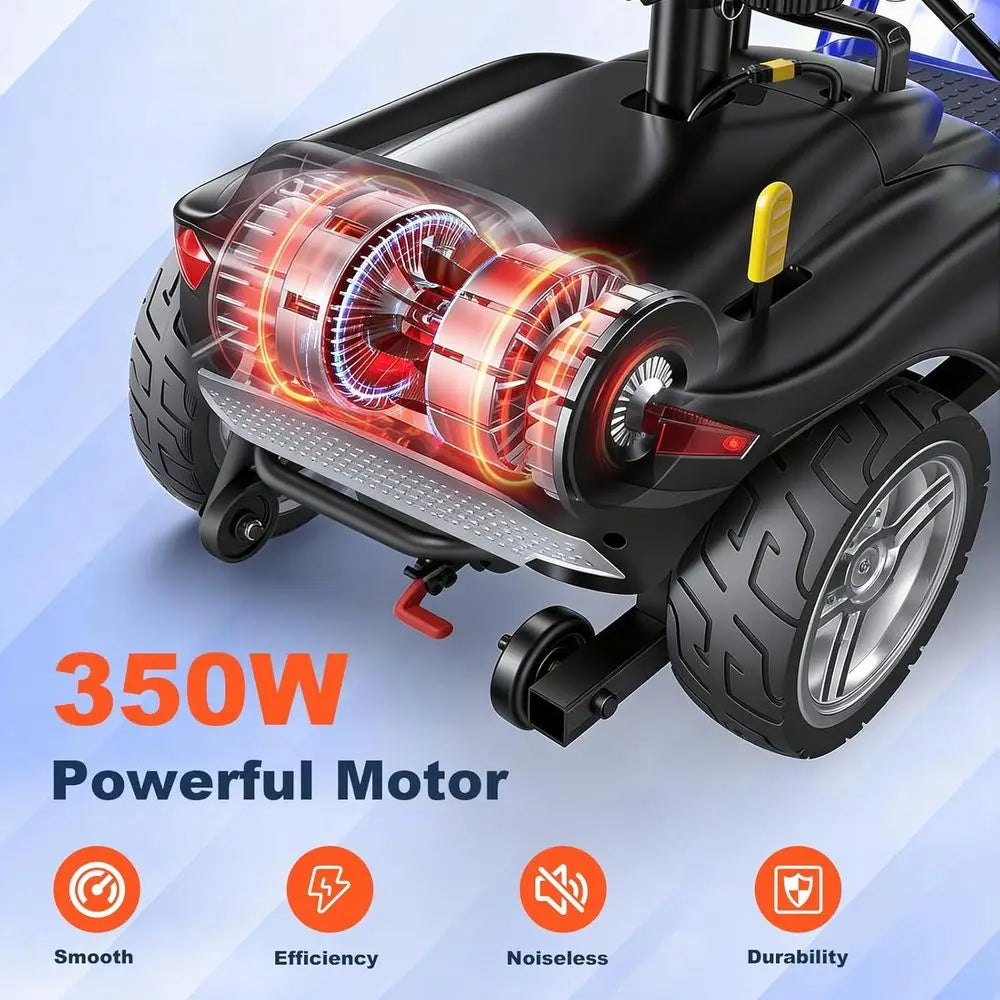 4-Wheel Electric Scooter with Dual Baskets, 350W Motor, Rotating Seat, USB Port,300Lbs, Customized