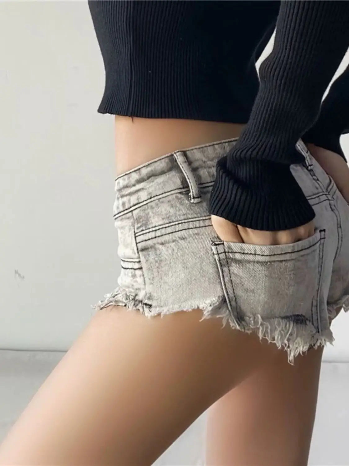 Women Summer Low Waist Denim Shorts Stretchy Short Jeans Hot Pants Sexy Triangle Design Butt Enhancer Casual Streetwear DURIKIES