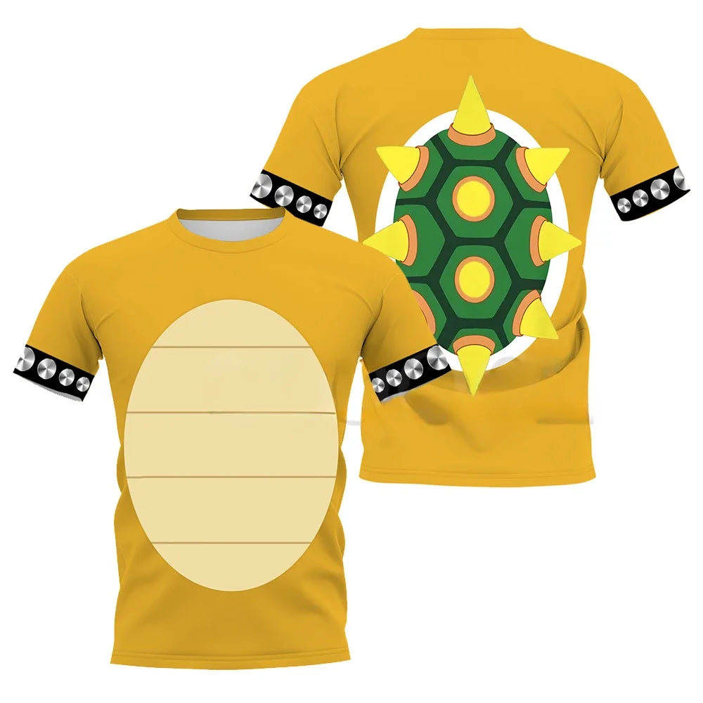 Cartoon Bowser 3D printed T-shirt Harajuku men's and women's casual top Cosplay costume Boys/Girls Summer Short sleeved Tshirt