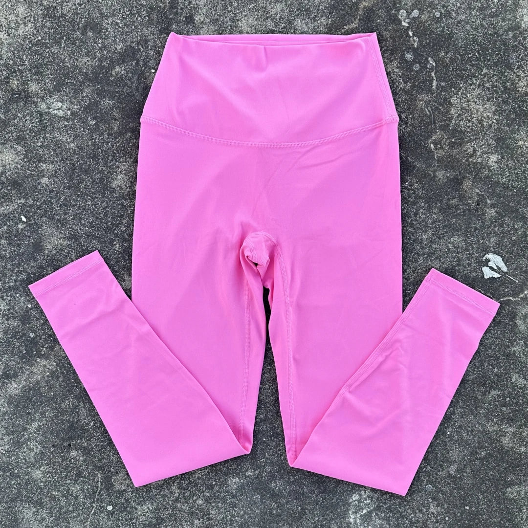 Solid Color Soft High Waist Yoga Legging Athletic Women Sport Pant Tight Butter Gym Fitness Workout Wear Training Compressible