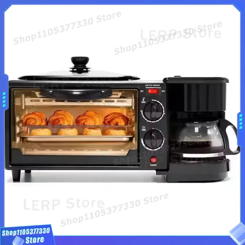 3 in 1 Breakfast Maker Machine with Coffee Pot Frying Pan and Oven Compact Kitchen Appliance for Toast Egg Bacon Multi Cooker