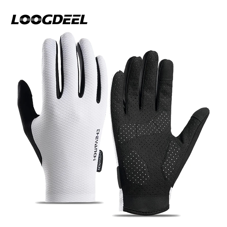 LOOGDEEL Cycling Gloves SBR High Elasticity Shock Absorption Cycling Gloves Lightweight Breathable Non-slip Full-Finger Gloves