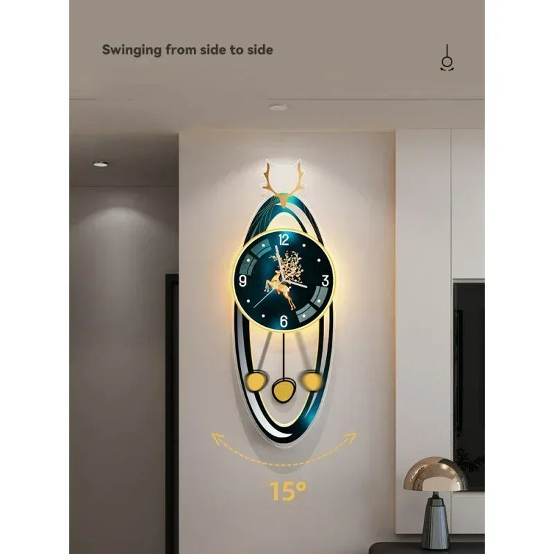 Modern Light Luxury Clock Wall Clock Living Room Creative Simple Home Fashion Atmosphere Wall Wall Clock Lamp Home Decor R8O8C2