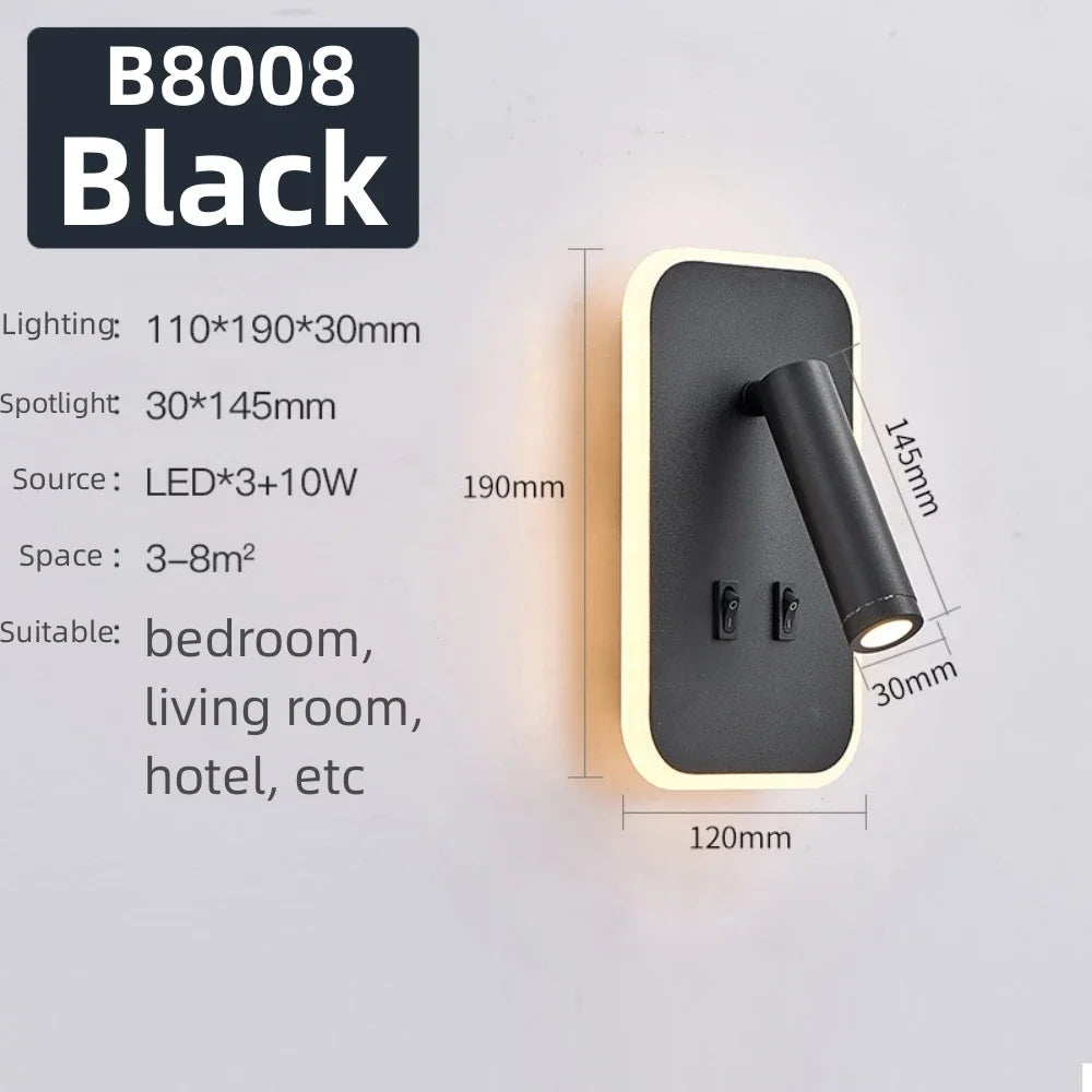 Rotatable Wall Lamp 3W 6W 9W 10W Modern LED Wall Light Home Decoration Angle Adjustable Bedroom Bedside Sconce Lamp for Home