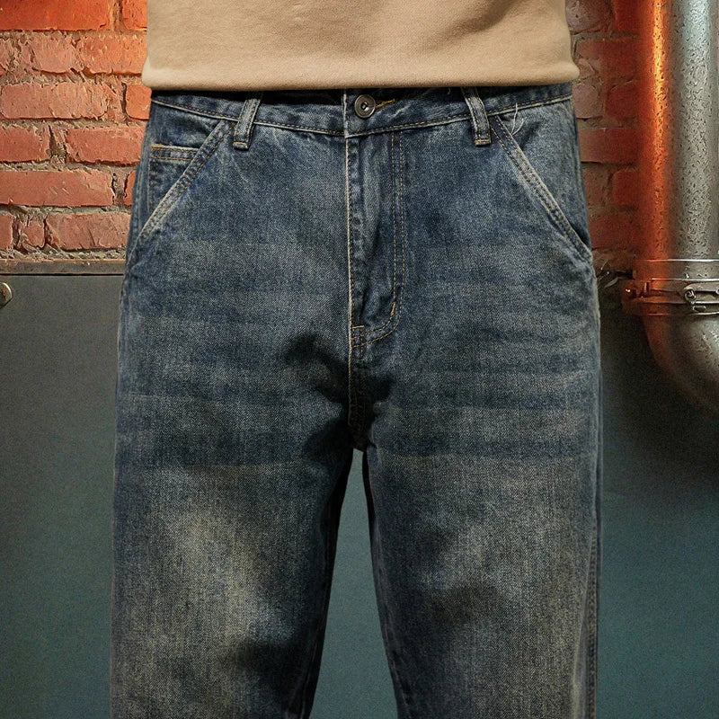 New Men's Loose Jeans Fashionable Outdoor Casual Harem Pants Retro Blue Baggy Street Hip-hop Work Pants