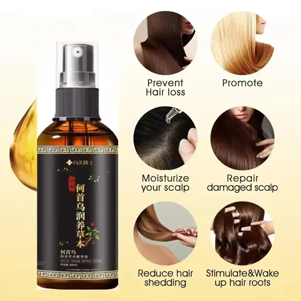 Hair Loss Solution Hair Growth Serum Spray For Men And Women,Hair Serum Polygonum Multiflori Radix, Ginger,Hair Care Essence Oil