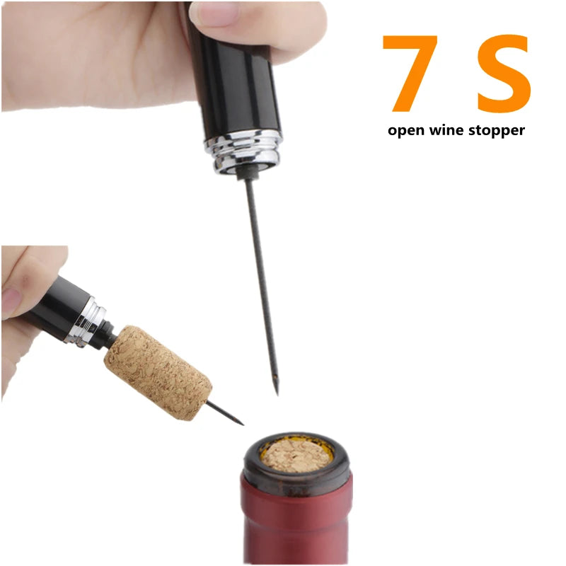 Portable Wine Corkscrew Pen Shape Air Pump Red Wine Bottle Opener with Foil Cutter Kitchen Accessories Quick Cork Removal Tools