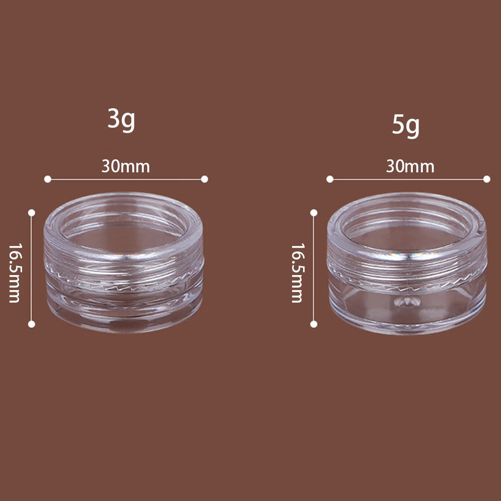50pcs 20g 15g 10g 5g 3g  Empty Cream Jar Portable Cosmetic Containers Plastic Transparent Eyeshadow Lipbalm Sample Bottles