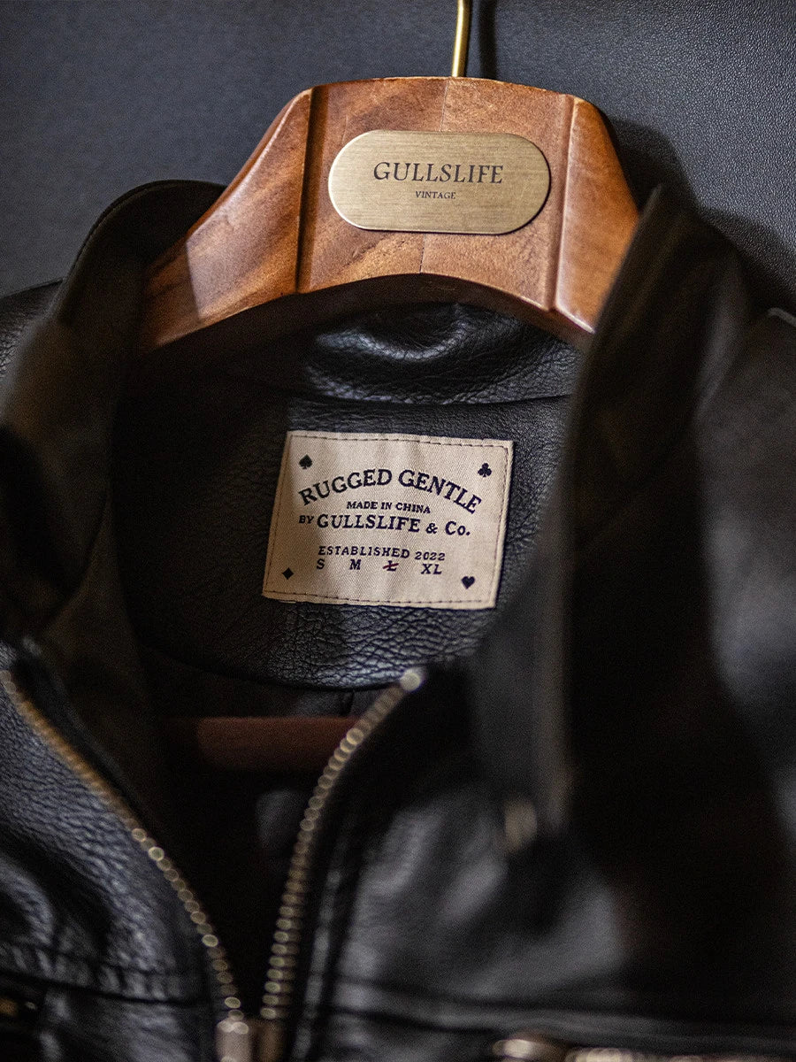 Vintage motorcycle leather jacket, men's leather jacket