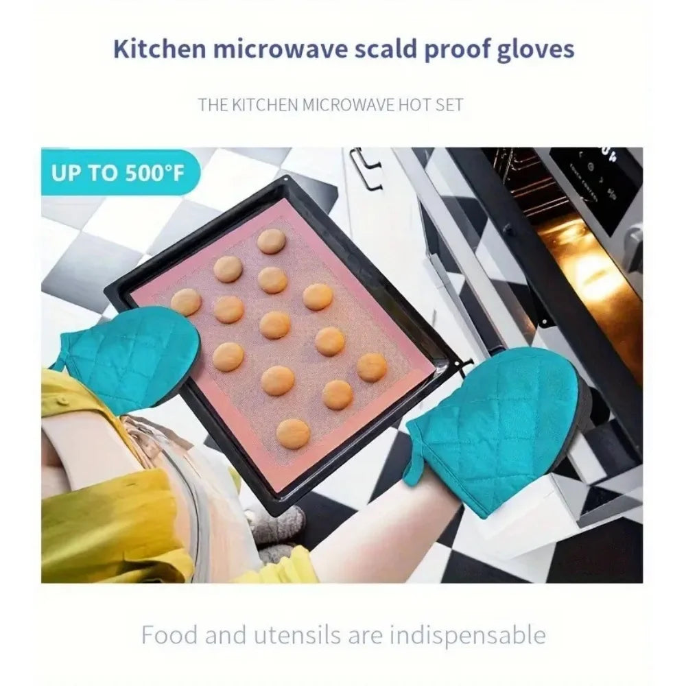 Oven Mitts 500°F Heat Resistant Oven Mitts, Non-Slip Grilling Mitts, Kitchen Safe Cooking Mitts