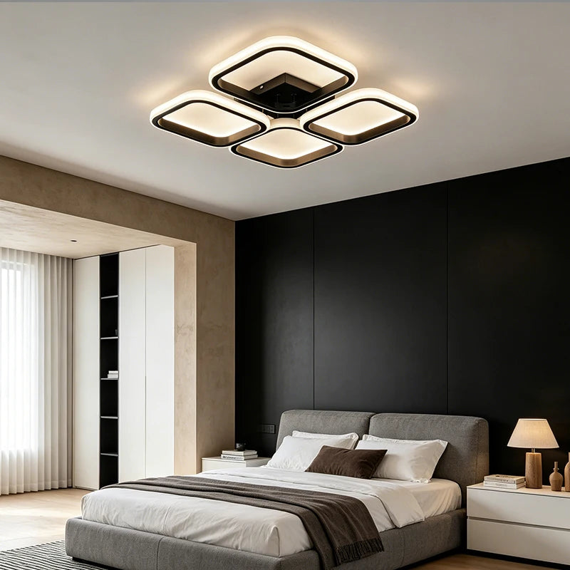 LED Ceiling Light Indoor Chandelier Square round Lamp for Living Room Bedroom Hallway - Energy Efficient Lighting Fixture