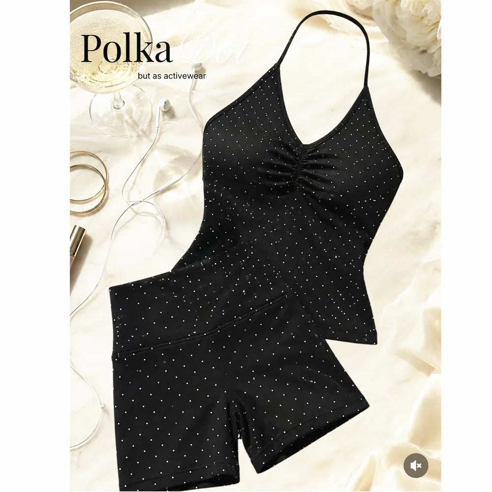 2 Piece Yoga Sets Leopard Dot Print Sporty Crop Top Bra High Waist Biker Shorts Set Yoga Outfit Workout Tracksuit For Women XP36