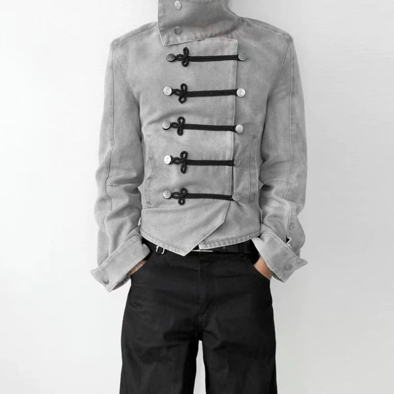 Mens Jacket Napoleon Y2K Streetwear Button Up Harajuku Unisex Oversized Gothic Punk Hip Hop Long Sleeve Subculture Fashion New