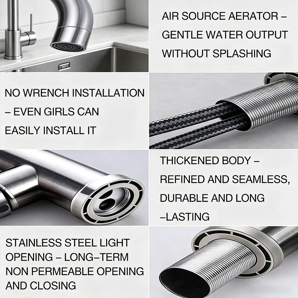 Stainless Steel Kitchen Faucet 360° Rotation Single Cold/Hot Cold Mixer Tap for Sink