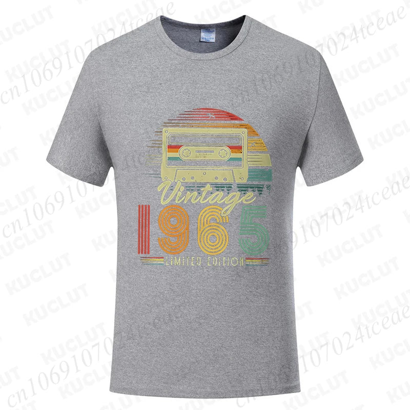 Vintage 1965 Print T-shirts for Men Women Birthday Vintage Letter Design Tshirt Short Sleeve Clothes Fashion Casual Tee Clothing