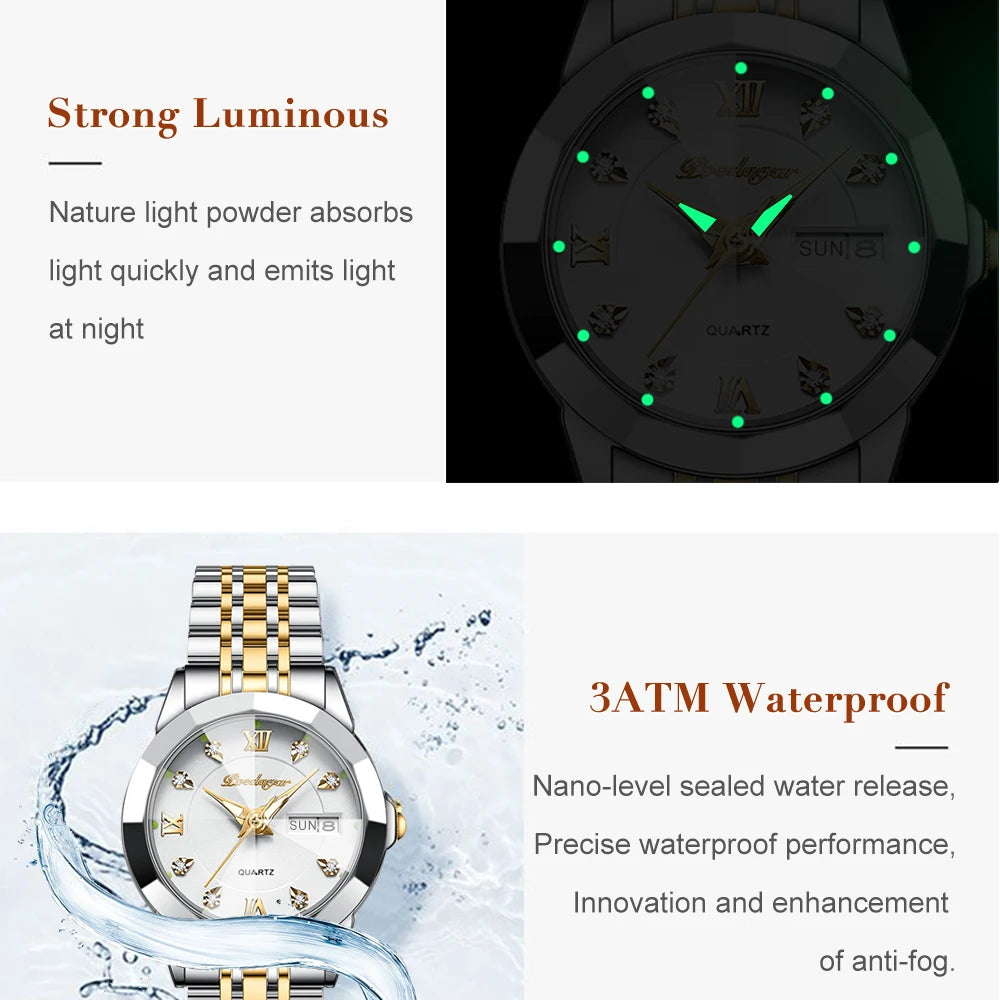 POEDAGAR Luxury Elegant Ladies Watch High Quality Casual Stainless Steel Luminous Waterproof Quartz Women's Watches Dress Clock