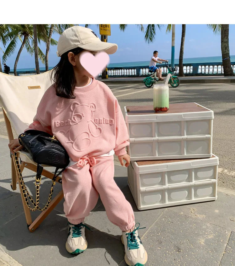 2026 Spring Children's Spring Clothes Round Neck Long Sleeve Sweater Boys and Girls Trendy Baby Stylish Children's Clothing 2PCS