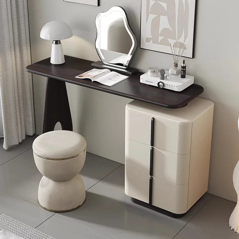 Modern Mirror Lights Stool Vanity Table Europe Set Women Kids Dressing Table Bedroom Organizer Luxury Tocador Mueble Furniture