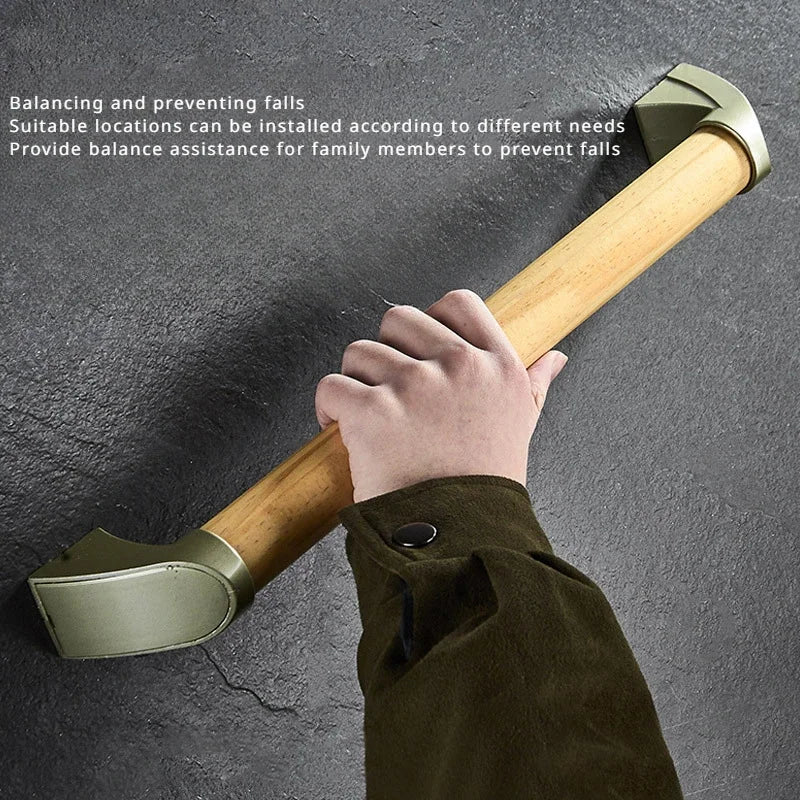 Household Bathroom Safety Armrests Bathroom Accessible Solid Wood Handle Elderly Disabled Toilet Non Slip One Word Handle