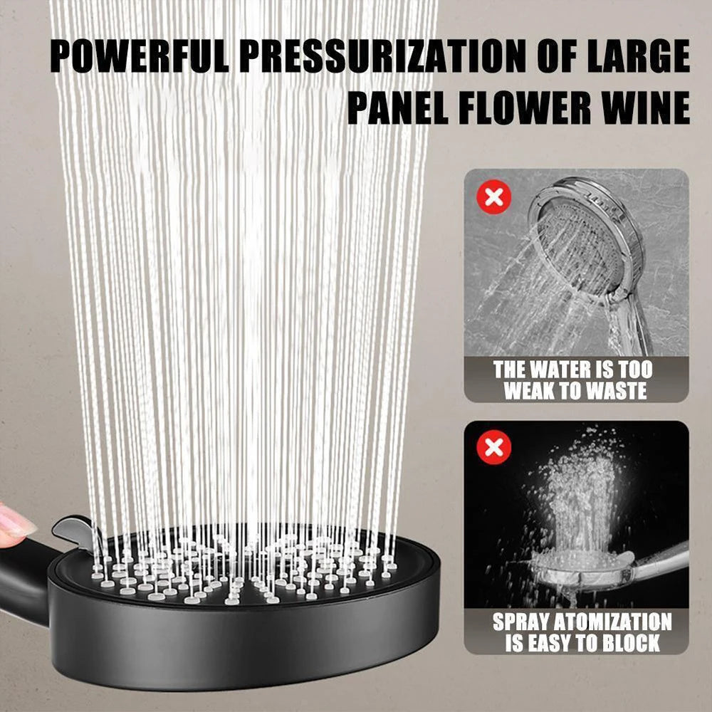 12.5cm Big Panel Shower Head,High Pressure Rainfall Shower Set Water Saving Shower,5 Modes Adjustable Shower Head Bathroom Tools