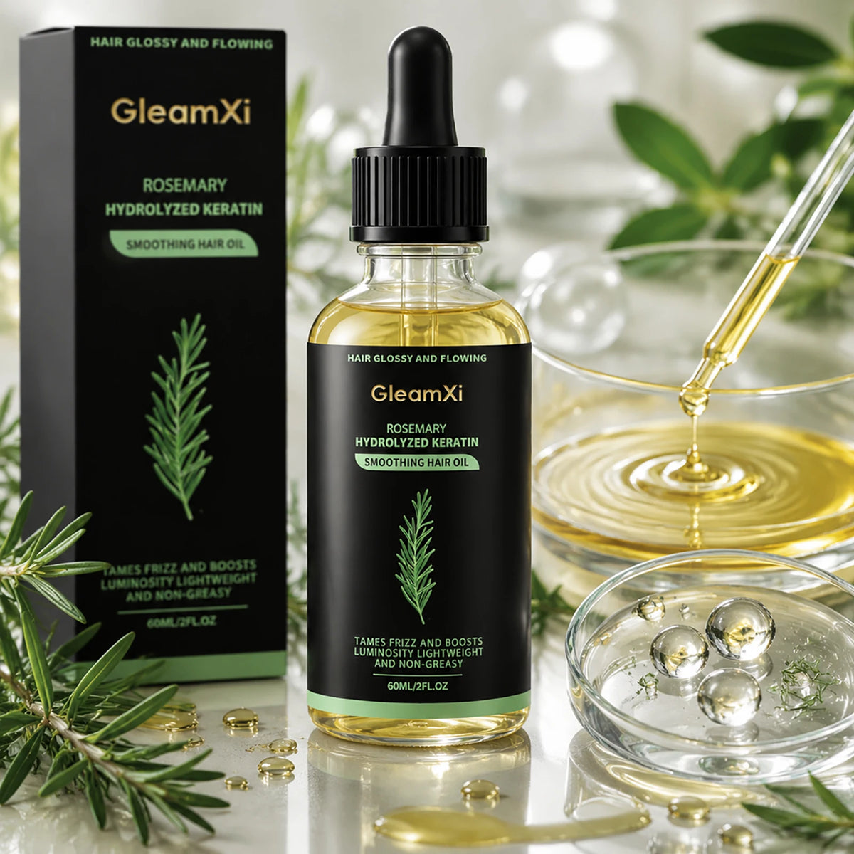 Rosemary Mint Hair Care Kit Hydrolyzed Keratin Dry Frizzy Damaged Repair for Oily Scalp Damaged Hair Nourishing Hair Treatment