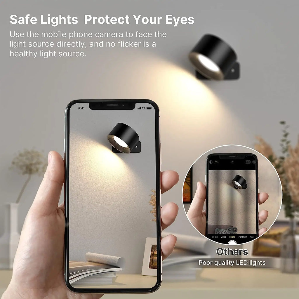 LED Wall Sconces light, 3 Brightness Levels 3 Color Modes Wall Lights, 2000mAh Battery Operated 360° Rotatable Touch Control
