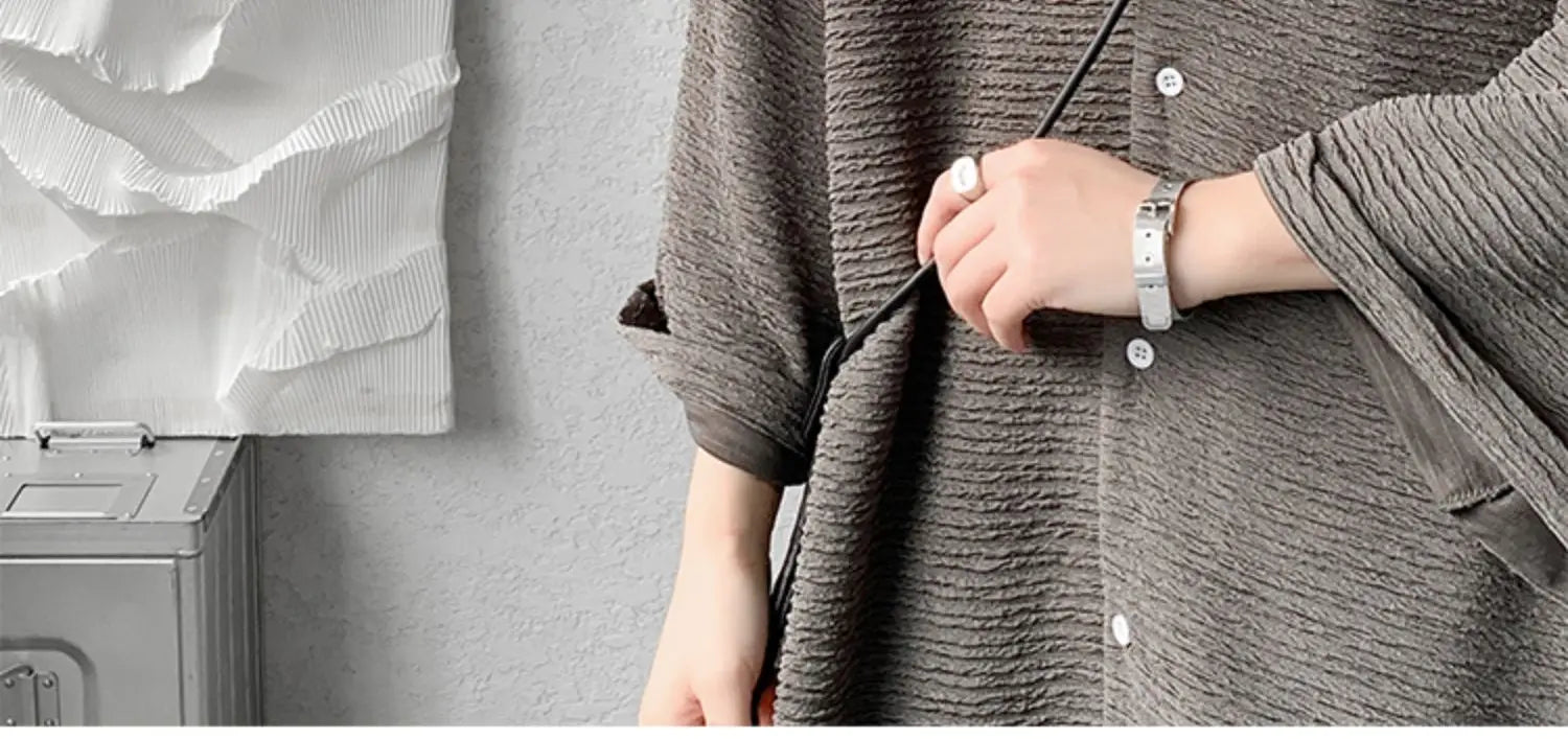LEGIBLE Spring Summer Solid Shirts Men Casual Oversized Three Quarter Shirts Male Loose Fit Shirt for Man