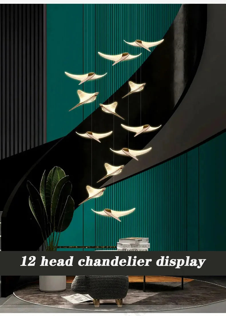 Modern Staircase Branch Chandelier New Luxury Home Hotel Iobby Decoration LED Indoor Lighting Customizable Chandelier