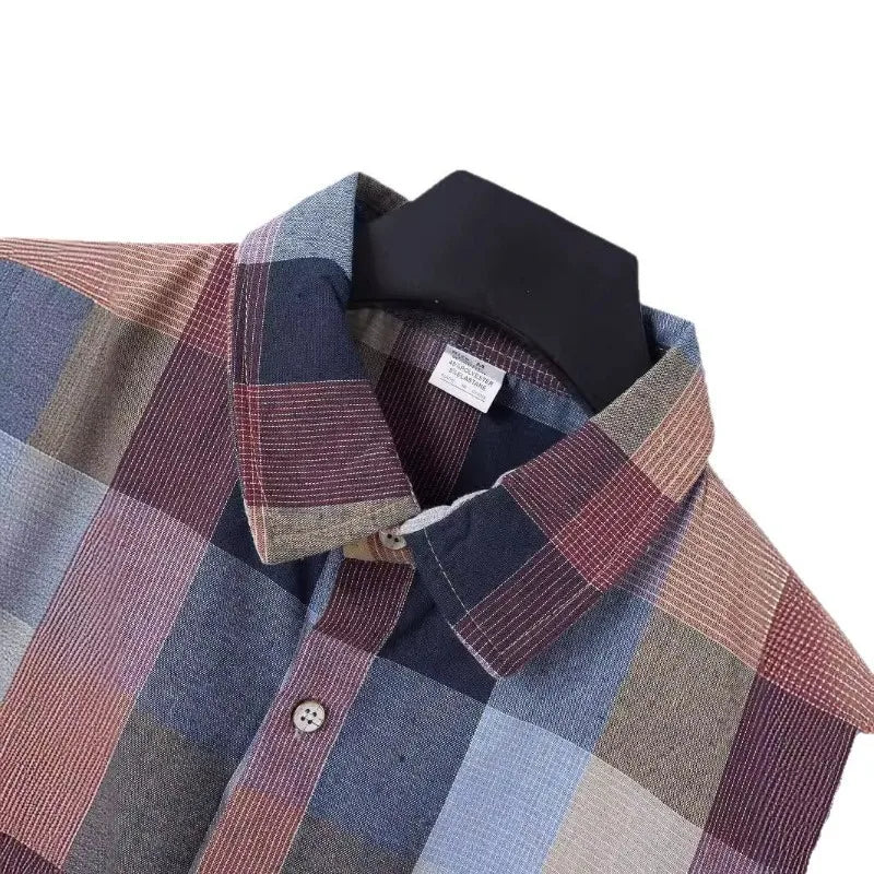 Men'S Shirts Men'S Casual Loose Fitting Short Sleeved Shirt Fashionable Lapel Shirt Top Men'S Color Blocking Short Sleeved Shirt
