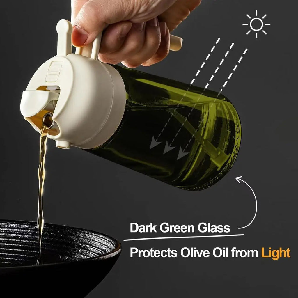 16oz/470ml Leakproof 2-in-1 Glass Oil Dispenser & Sprayer for Cooking Air Fryer BBQ Baking Salad - Olive Oil Sprayer Bottle