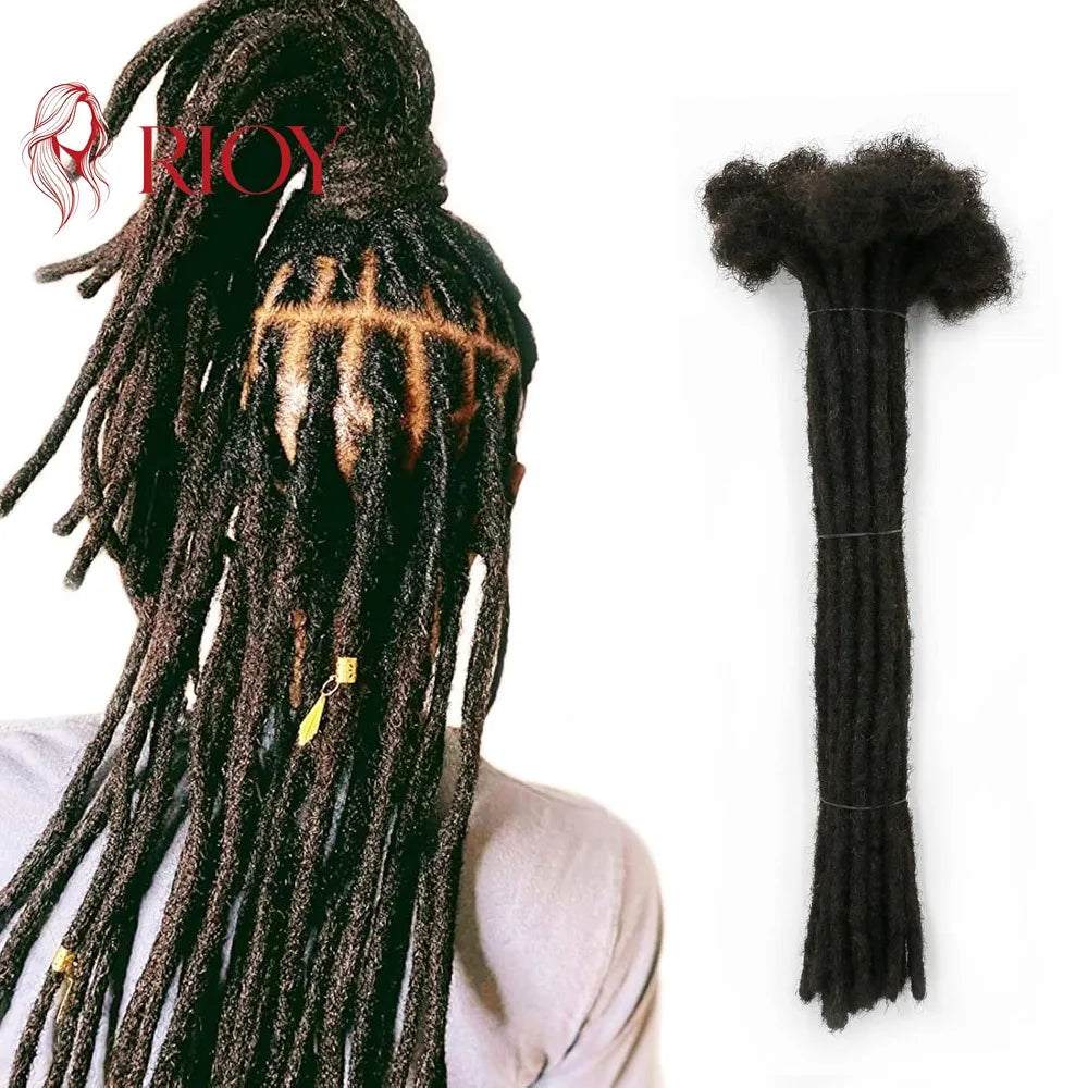 0.6 Cm Real Human Hair Dreadlock Extensions 4-18 Inch 10/40/70 Strands Full Handmade Locs Soft Natural Bulk Hair for Men Women