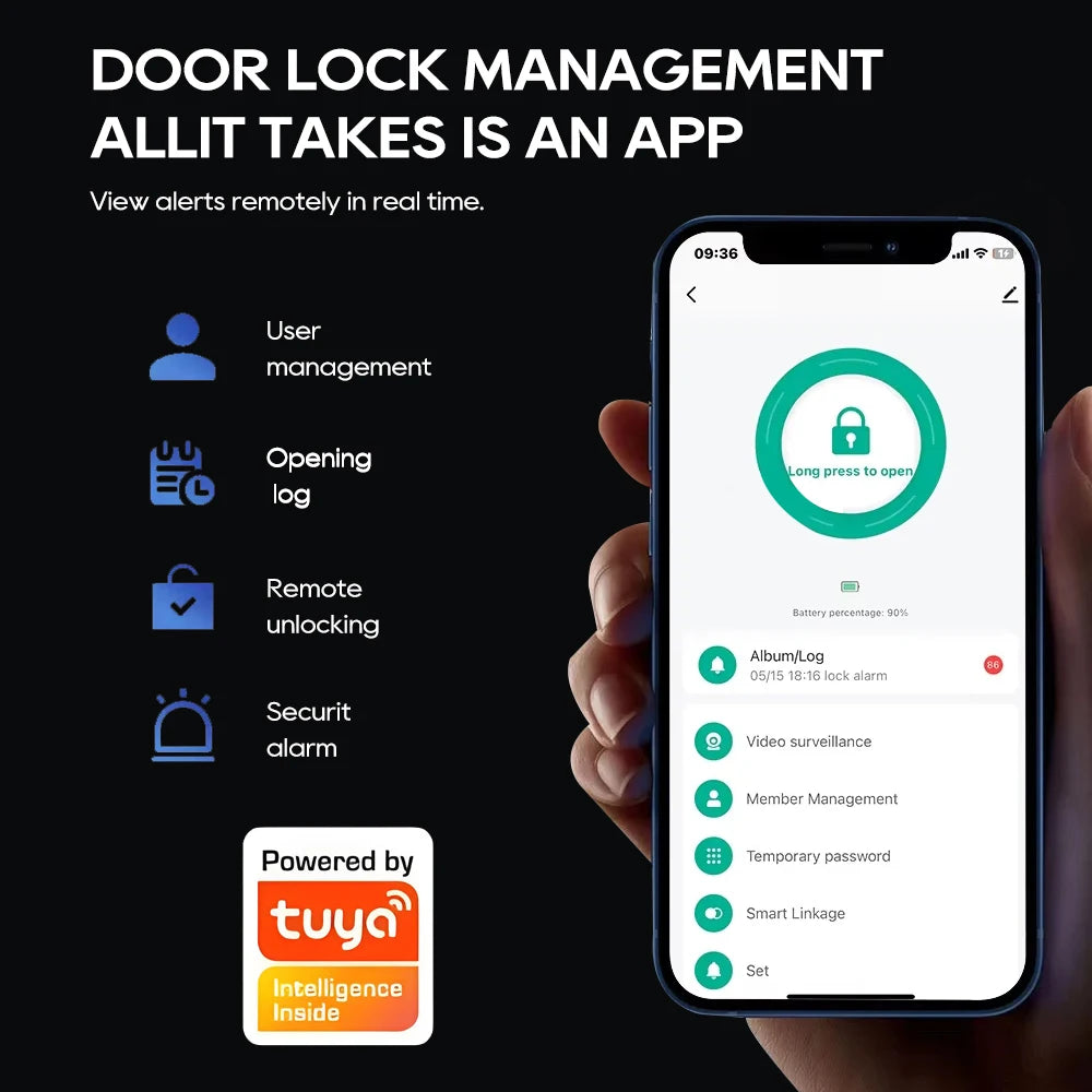 SANKESONG Tuya Smart 3D Face Door Lock Security Camera Monitor Intelligent Fingerprint Password Biometric Dual Battery