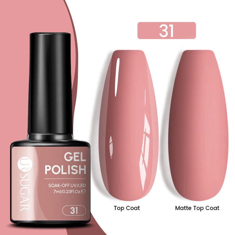 UR SUGAR 7ML Valentine’s Day Gel Nail Polish 107 Colors Classic Black Red Glitter Semi Permanent Autumn Soak Off UV Gel Varnish