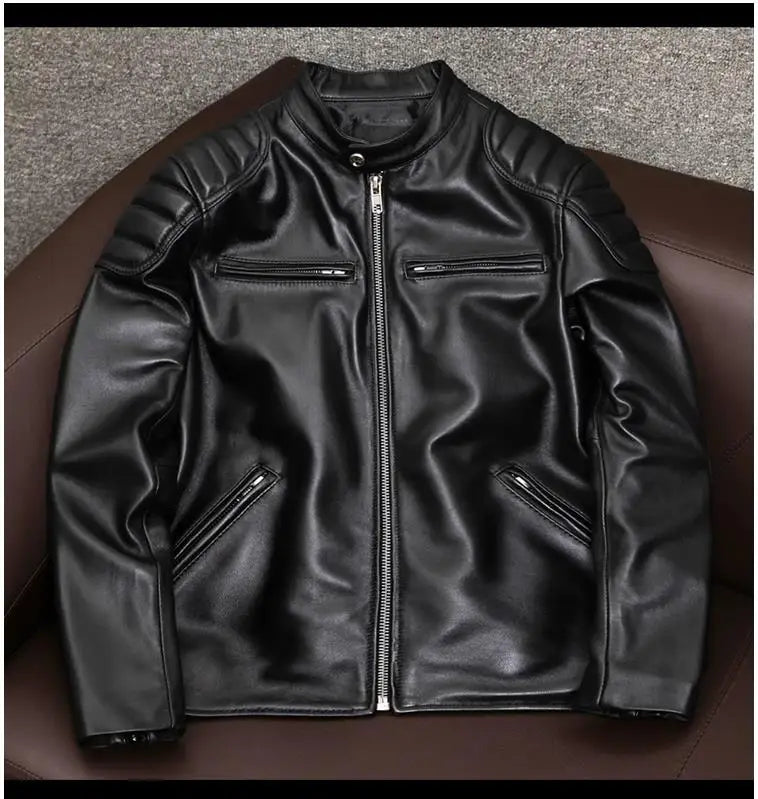 YR!Wholesales.Mens Real Natural Cowhide Cloth.100%.Cool Motor Rider Leather Jacket.Plus Size Slim Fit Real Leather Cloth