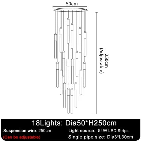 Modern Staircase Long Ceiling Chandelier LED New Lustre Living Room Lighting Kitchen Home Decoration Lamp Pendant Light
