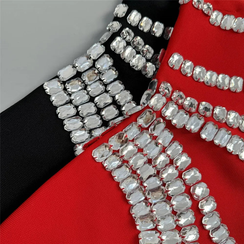 Women New Arrival Sexy Strapless Beading Bandage Dress Bodycon Clothes Club Party Evening Elegant Dresses
