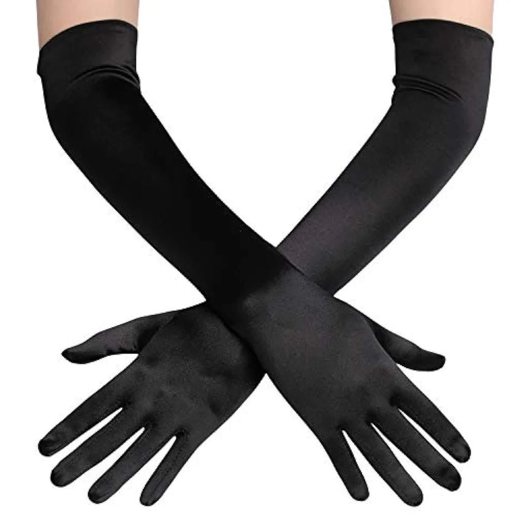 Women 55cm Solid Wedding Etiquette Evening Dress Opera/Elbow/Wrist Satin Stretch Long Gloves Retro Party Carnival Cosplay Gloves