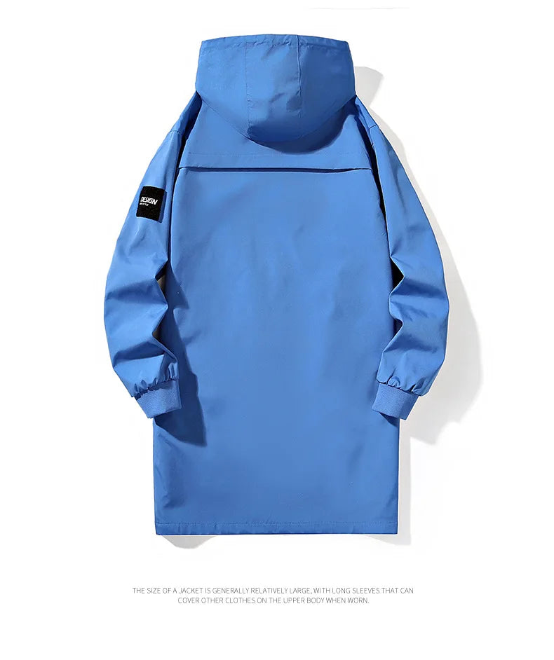 Big Size 9XL Men's Long Trench Coat Hood Fleece Thick Windbreaker Male Autumn Winter Lightweight Plus Large Oversize Hat Zipper