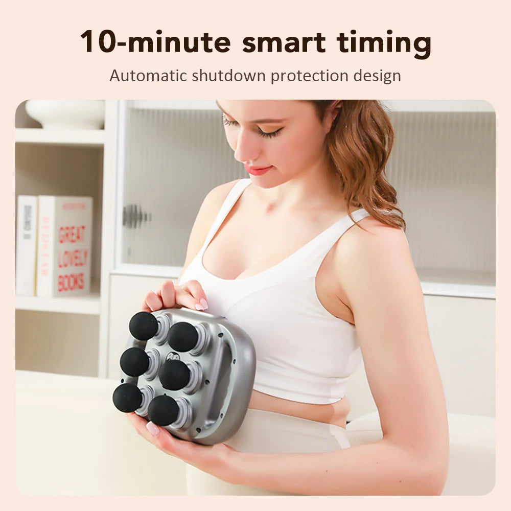 Electric Fascia Gun 6 Heads Massage Gun High Frequency Vibration Muscle Relax Body Massager Deep Tissue Back Leg Neck Massage