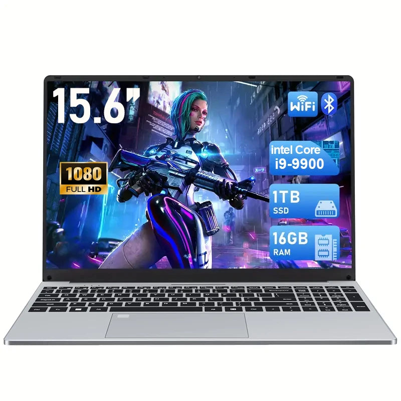 New Office Laptop Intel Core I9 9900 15.6 inch 4K HD Screen Windows 11 16GB RAM 1TB SSD Portable Slim Laptops PC Gamer Computer