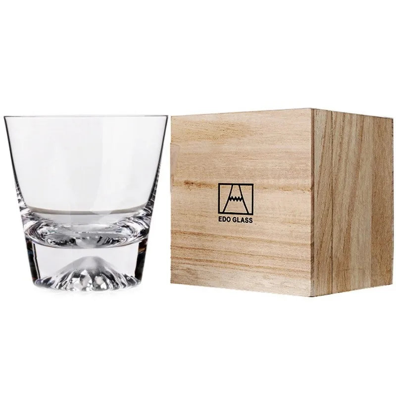 Transparent Snow Peak Tumbler,Fuji Mountain Whiskey Glass,Modern Whisky Drinking Glass，Luxury Scotch Glass,Artistic Rock Glass