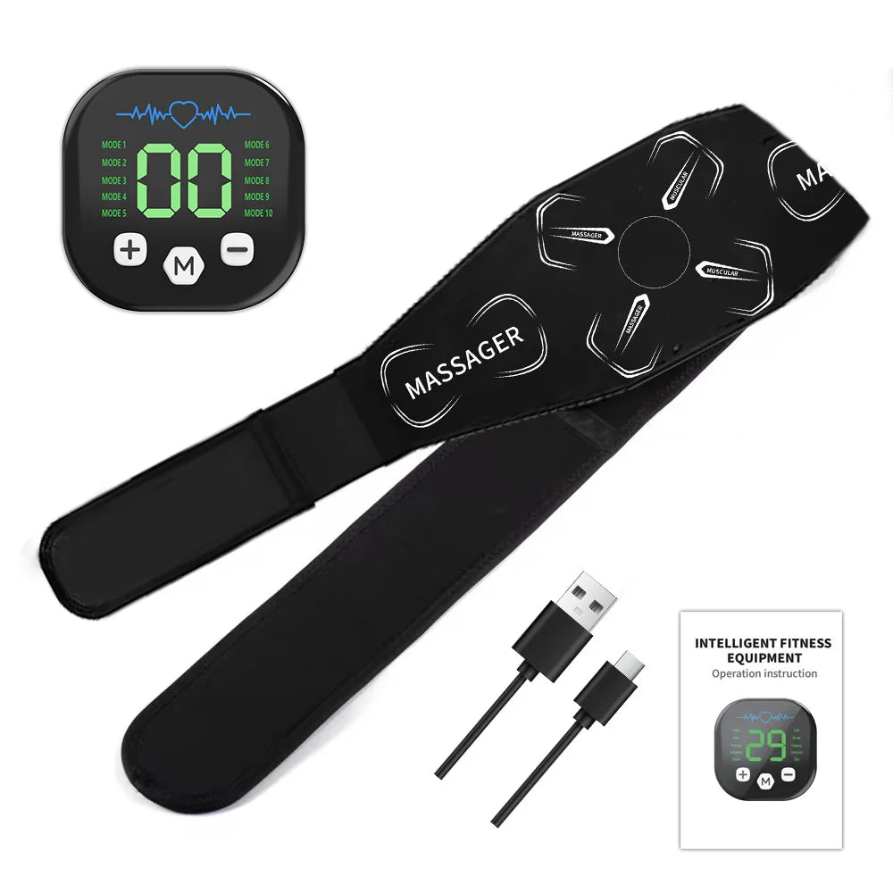 Portable EMS Muscle Stimulator Set – Electric Abdominal Belt & Arm Toner for Home Fitness Fat Burning