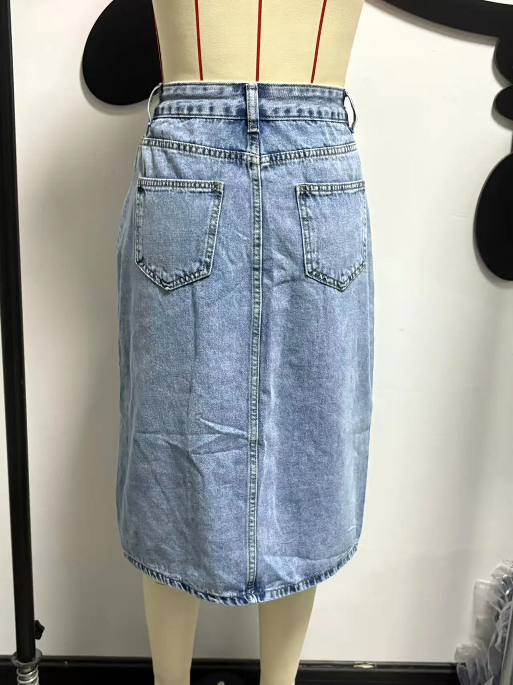 European Beautiful Woman High Waist Elastic Medium and Long Denim Skirt, Thin Split Fork Over Knee Hip Wrap One Step Skirt