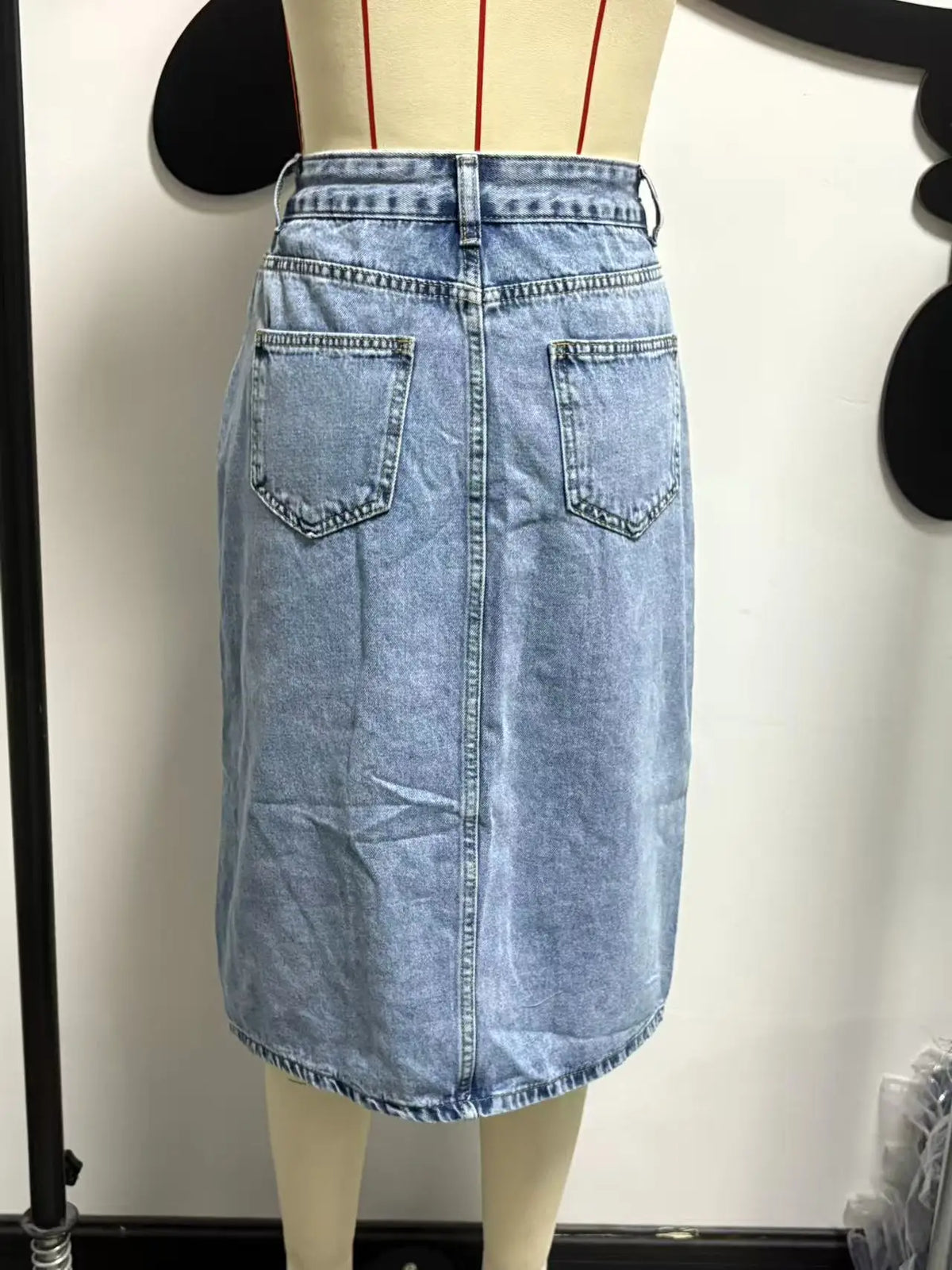 European Beautiful Woman High Waist Elastic Medium and Long Denim Skirt, Thin Split Fork Over Knee Hip Wrap One Step Skirt