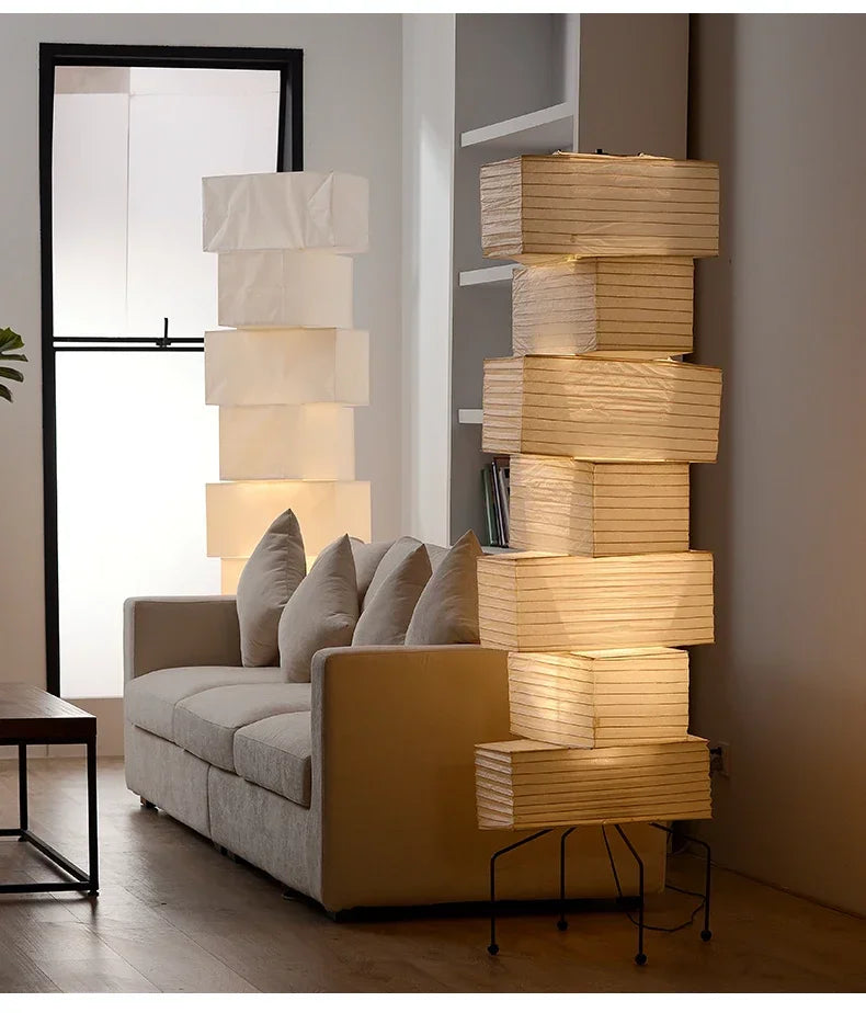 Akari Noguchi Lamp Yong Floor Lamp Japanese Designer LED Rice Paper Lantern Bedside Study Hotel Art Decor Standing Lamp