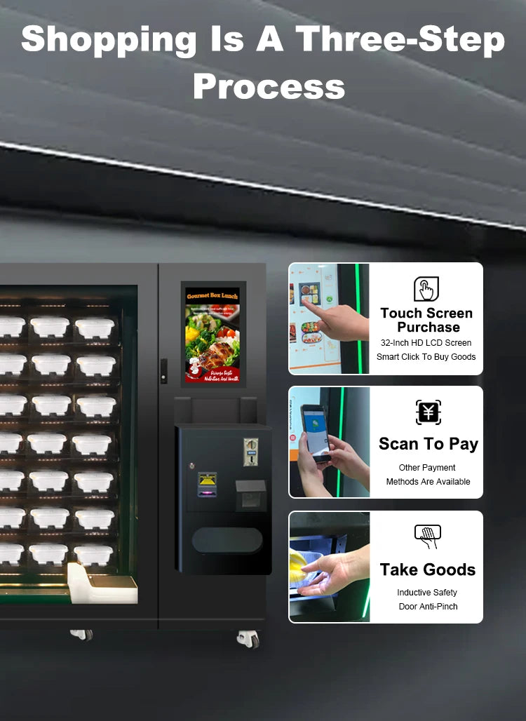 Hot Food Vending Machines for Business Fully Automatic L Hot Meal Dispenser Vending Machine Self Service Lunch Box Vending OME