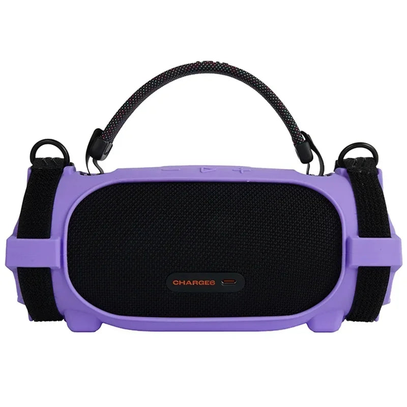 Newest Soft Silicone Case Cover Skin With Strap Carabiner for JBL Charge 6 Portable Waterproof Wireless Bluetooth Speaker