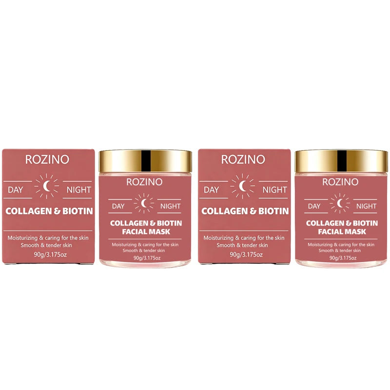 90g Large-Capacity Biotin Collagen Day and Night Mask, Peel-Off Mask, Deeply Hydrating, Keeps Skin Moisturized and Plump, Tightens Skin, Brightens Skin Tone, and Gives Skin a Youthful Glow Suitable for Daily Use and as a Holi