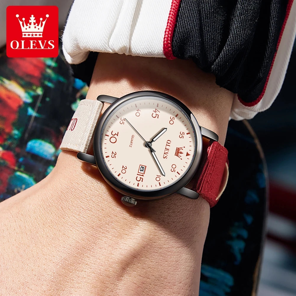 OLEVS 2997 Original Quartz Movement Student Fashion Watch Calendar Digital Dial Night Light Function 30m Waterproof Watch